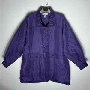 Paolo GUCCI Vintage Silk Jacket Purple Large Full Zip Up Designer 80s Coat Rare